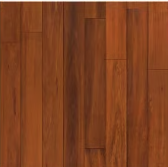 Hardwood flooring with rich medium brown planks in random width pattern
